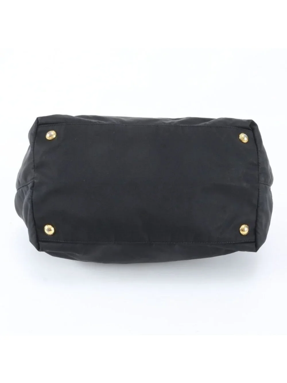 Prada Tessuto Nylon Ribbon Motif Leather Tote Shoulder Black